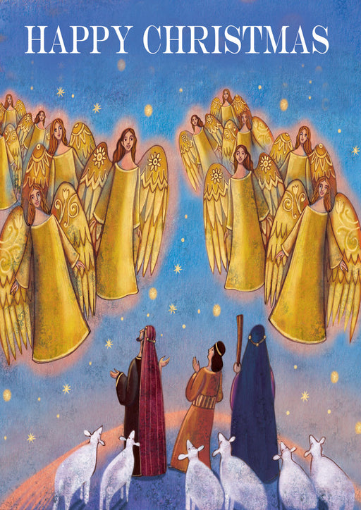 Personalised Happy Christmas Gold Angels Card