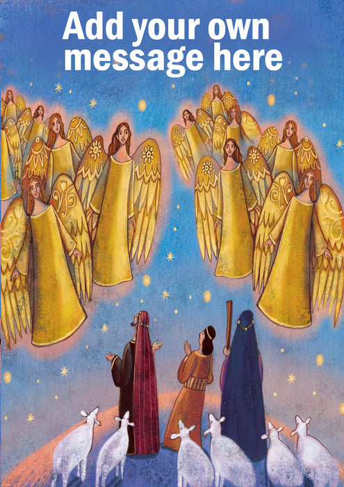 Personalised Happy Christmas Gold Angels Card front